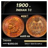 1900 Indian Cent . 1c Grades ms65 rb