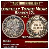 1904 Proof Barber Dime Colorfully Toned Near Top P