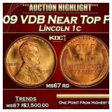1909 VDB Lincoln Cent Near Top Pop! 1c ms67 rd SEG