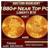 1880-p Gold Liberty Eagle Near Top Pop $10 ms65 SE