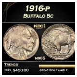 1916-p Buffalo Nickel 5c Grades ms65