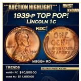 1939-p Lincoln Cent TOP POP! 1c ms68+ rd SEGS