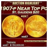 1907-p Gold St. Gaudens Double Eagle Near Top Pop