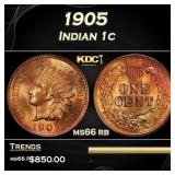 1905 Indian Cent 1c Grades ms66 rb