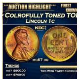 1956-p Lincoln Cent Colrofully Toned TOP POP! 1c m