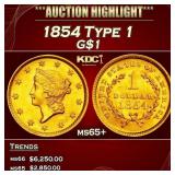 1854 Type 1 Gold Dollar $1 ms65+ SEGS