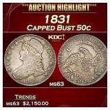 1831 Capped Bust Half Dollar 50c ms63 USCG