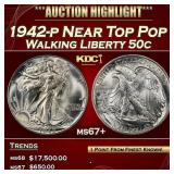 1942-p Walking Liberty Half Dollar Near Top Pop 50