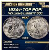 1934-p Walking Liberty Half Dollar TOP POP! 50c ms