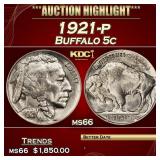 1921-p Buffalo Nickel 5c ms66 SEGS