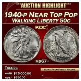 1940-p Walking Liberty Half Dollar Near Top Pop 50