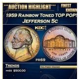 1959 Proof Jefferson Nickel Rainbow Toned TOP POP!