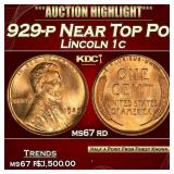 1929-p Lincoln Cent Near Top Pop! 1c ms67 rd SEGS