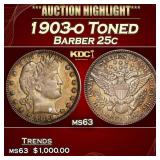 1903-o Barber Quarter Toned 25c ms63 USCG