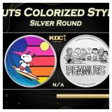 Snoopy Surfing Peanuts Colorized Style - 1 oz Silv