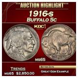 1916-s Buffalo Nickel 5c ms65 SEGS