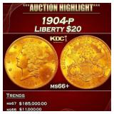 1904-p Gold Liberty Double Eagle $20 ms66+ SEGS