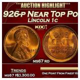 1926-p Lincoln Cent Near Top Pop! 1c ms67 rd SEGS