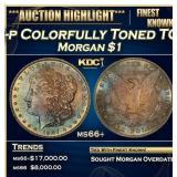 1887/6-p Morgan Dollar Colorfully Toned TOP POP! $