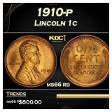 1910-p Lincoln Cent 1c Grades ms66 rd