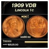 1909 VDB Lincoln Cent 1c Grades ms66 rd