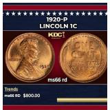 1920-p Lincoln Cent 1c Grades ms66 rd