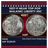 1937-p Walking Liberty Half Dollar Near Top Pop 50