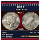 1927-p Peace Dollar $1 Grades ms64+