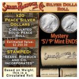 20 Coin SEARS Peace Silver $1 Roll Circ Mystery 