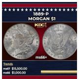 1889-p Morgan Dollar $1 ms66+ SEGS
