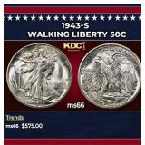 1943-s Walking Liberty Half Dollar 50c Grades ms66