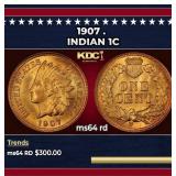 1907 Indian Cent . 1c Grades ms64 rd