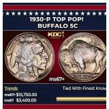 1930-p Buffalo Nickel TOP POP! 5c ms67+ SEGS