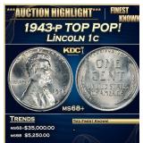 1943-p Lincoln Cent TOP POP! 1c ms68+ SEGS