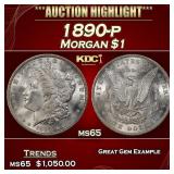 1890-p Morgan Dollar $1 ms65 SEGS