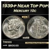 1939-p Mercury Dime Near Top Pop! 10c ms68 SEGS