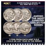 3 Coin Buffalo Nickel 5c All Mint Set P,D,S Random