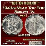 1943-s Mercury Dime Near Top Pop! 10c ms68 FSB SEG
