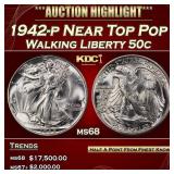 1942-p Walking Liberty Half Dollar Near Top Pop 50