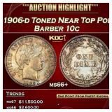 1906-d Barber Dime Toned Near Top Pop 10c ms66+ SE