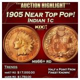 1905 Indian Cent Near Top Pop! 1c ms66+ rd SEGS