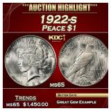 1922-s Peace Dollar $1 ms65 SEGS