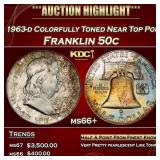 1963-d Franklin Half Dollar Colorfully Toned Near