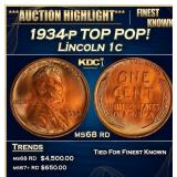 1934-p Lincoln Cent TOP POP! 1c ms68 rd SEGS