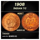 1908 Indian Cent . 1c Grades ms64 rd