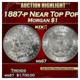 1887-p Morgan Dollar Near Top Pop $1 ms67 SEGS