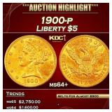 1900-p Gold Liberty Half Eagle $5 ms64+ SEGS