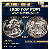 1950 Proof Washington Quarter TOP POP! 25c pr69 SE