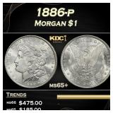 1886-p Morgan Dollar $1 Grades ms65+