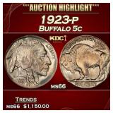 1923-p Buffalo Nickel 5c ms66 SEGS